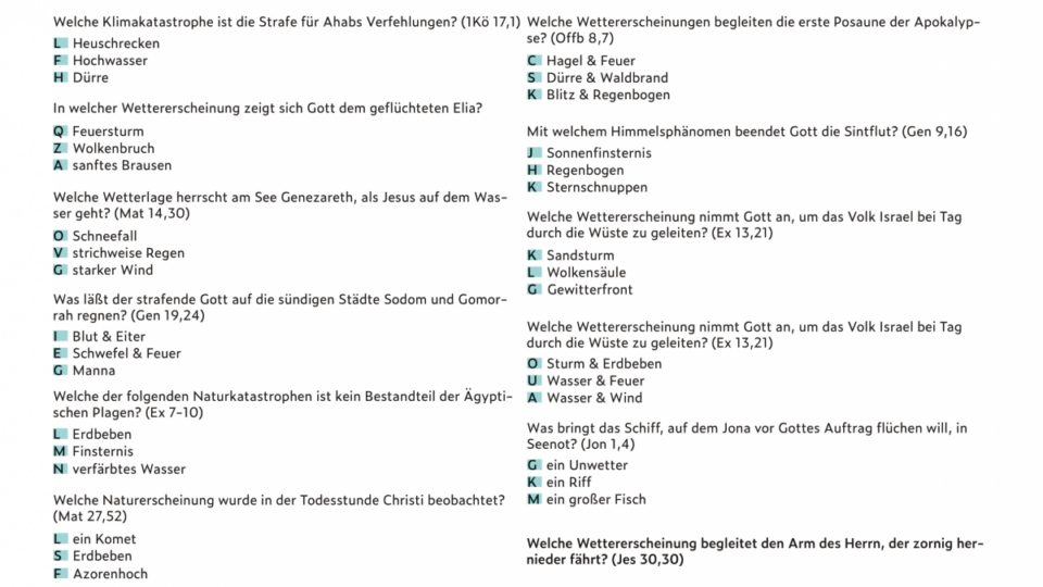 Bibelquiz zum Thema Wind und Wetter in der Bibel